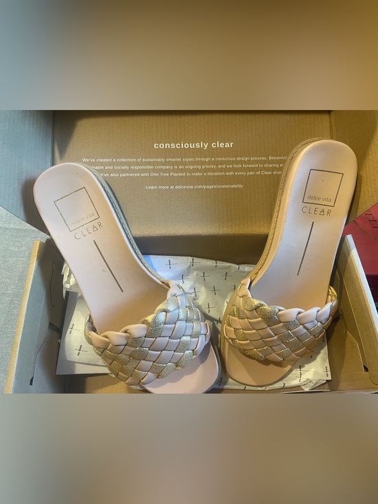 Grazie Shoes - Grazie Pink and Gold Braided Slide Mules